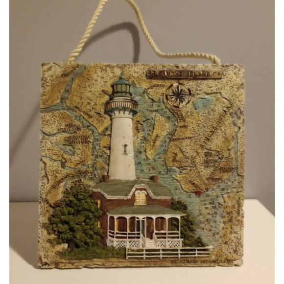 ⏰St. Simons Island, GA Lighthouse/3D Tile Table Stand/Art Plaque by Donna Elias - Picture 3 of 6